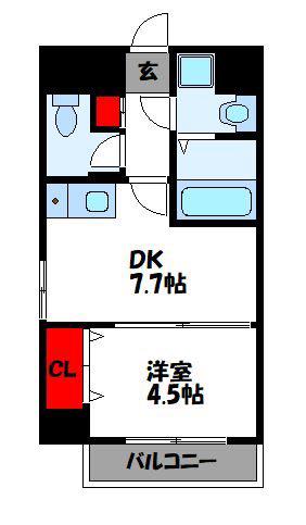 ルーエハイム(1DK/5階)の間取り写真
