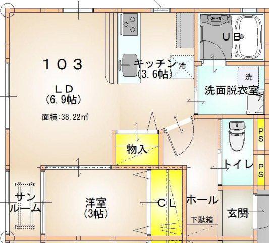 ウィンドソングII(1LDK/1階)の間取り写真