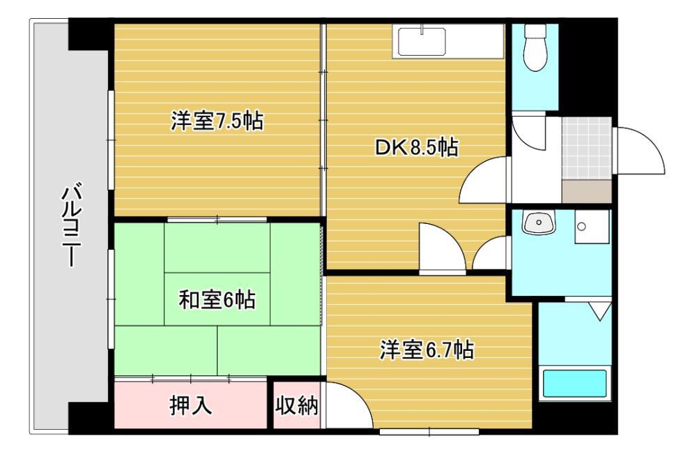 スカール陣原I(3DK/6階)の間取り写真