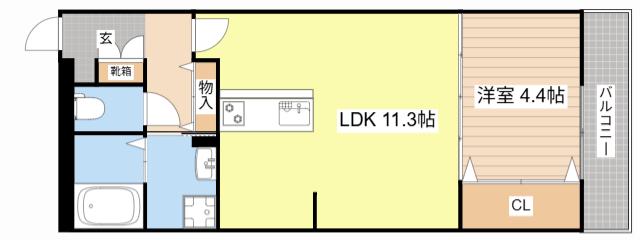 REGINA(1LDK/3階)の間取り写真
