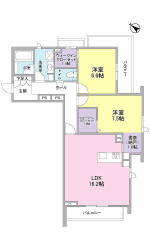 ディアルネ草薙(2LDK/3階)の間取り写真