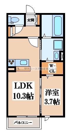 オルテンシア(1LDK/2階)の間取り写真