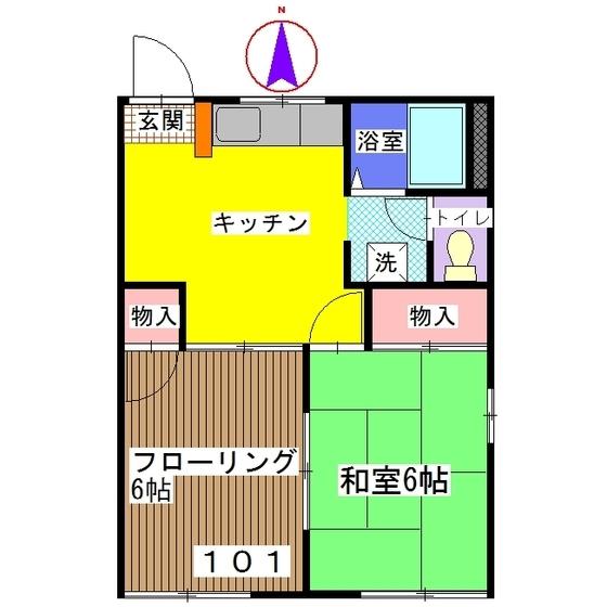 コーポBENIMO A棟(2DK/1階)の間取り写真