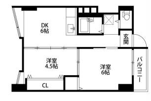 エクセル北巽(2DK/5階)の間取り写真