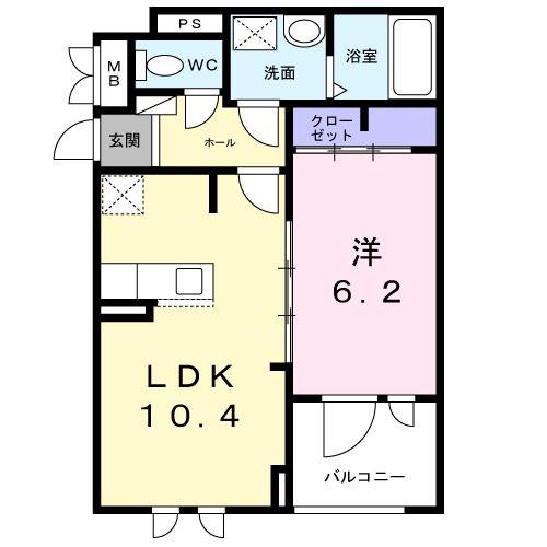 アプリコットIII(1LDK/3階)の間取り写真