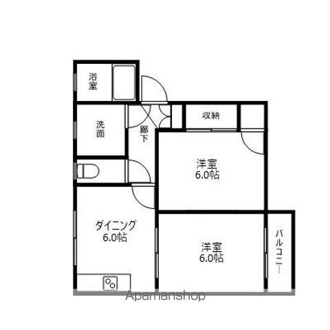 ディアス泉本町(2DK/2階)の間取り写真
