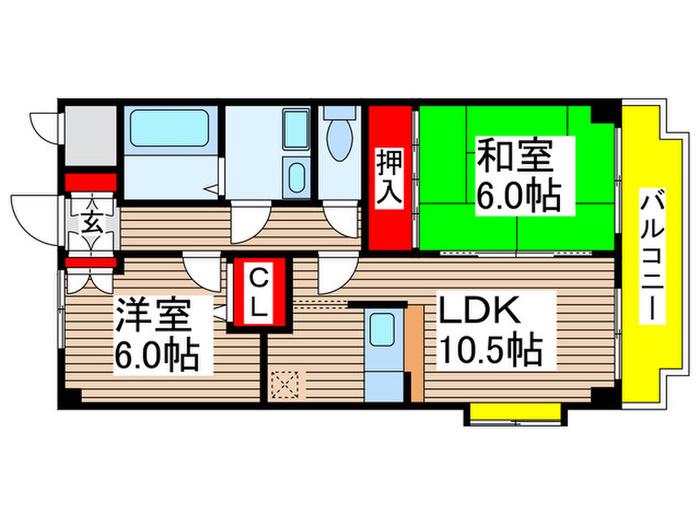 MITSUBAハイツ(2LDK/2階)の間取り写真