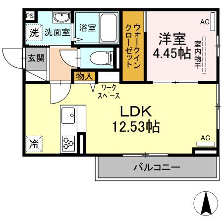 アンベリール(1LDK/2階)の間取り写真