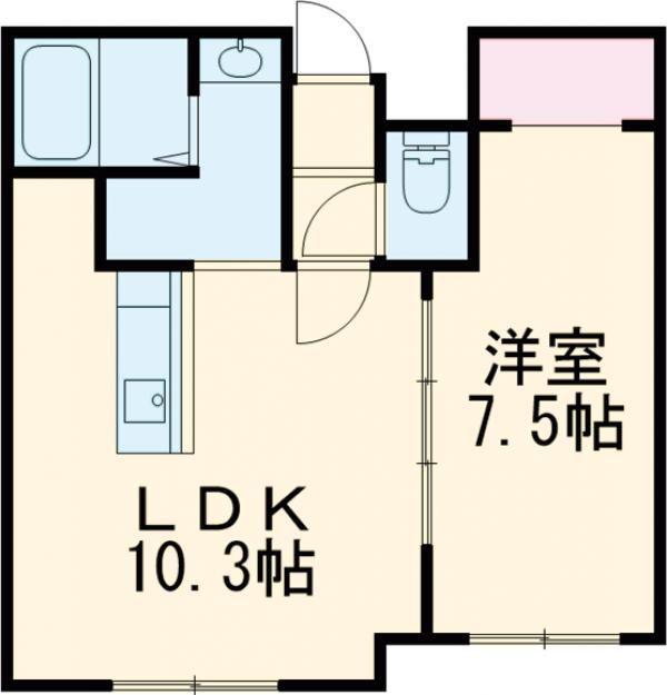 苫小牧市北栄5丁目AP(1LDK/3階)の間取り写真