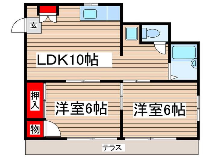 サングリーン(2LDK/1階)の間取り写真