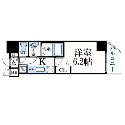 プレサンス心斎橋クオーレ(1K/5階)の間取り写真