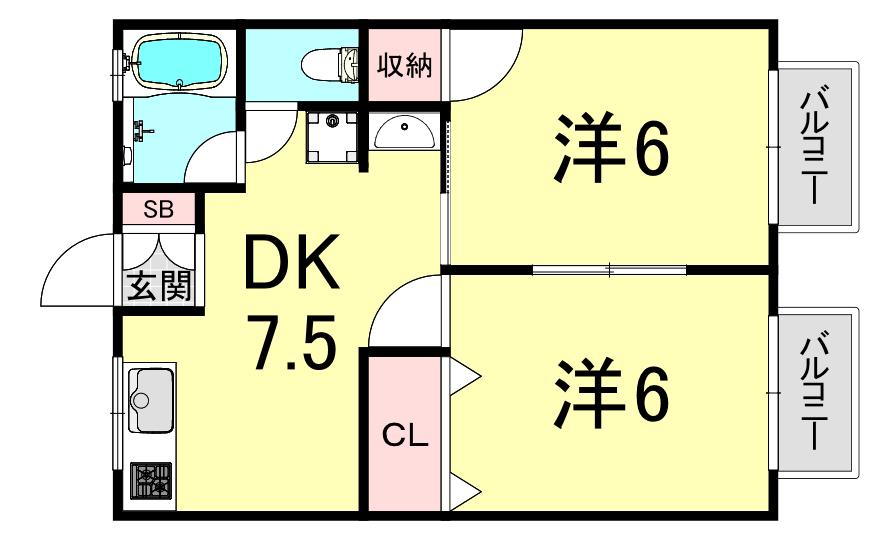ビューティハイツ(2DK/1階)の間取り写真