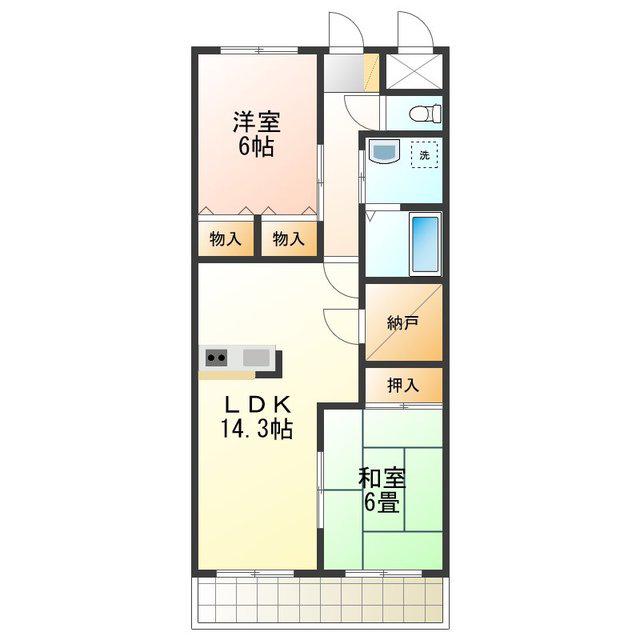 ベルフォーレI番館(2LDK/2階)の間取り写真