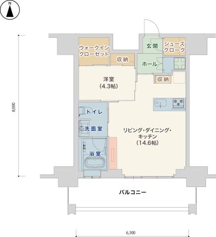 栄タワーヒルズ(1LDK/6階)の間取り写真