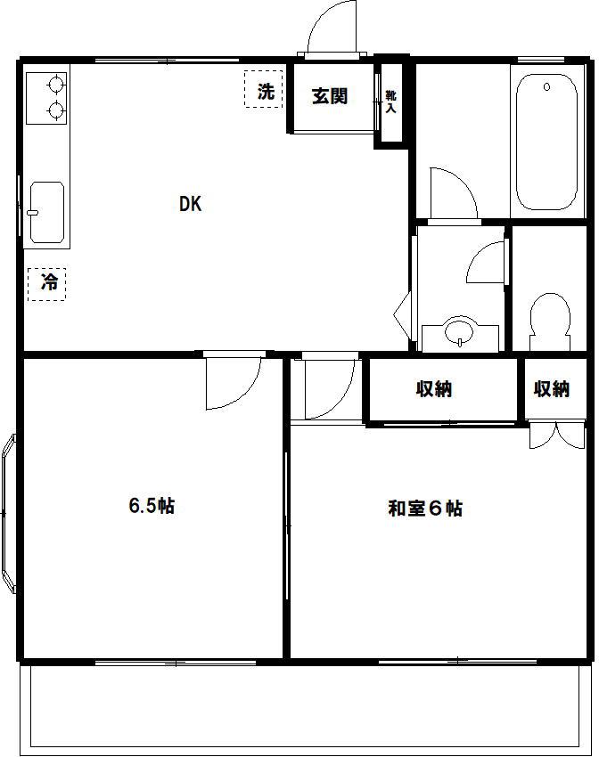 上馬第2アイシンビレッヂ(2DK/2階)の間取り写真