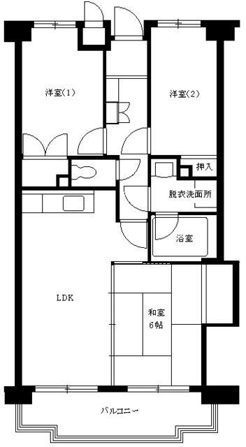 ロイヤルシティ四番館(3LDK/4階)の間取り写真