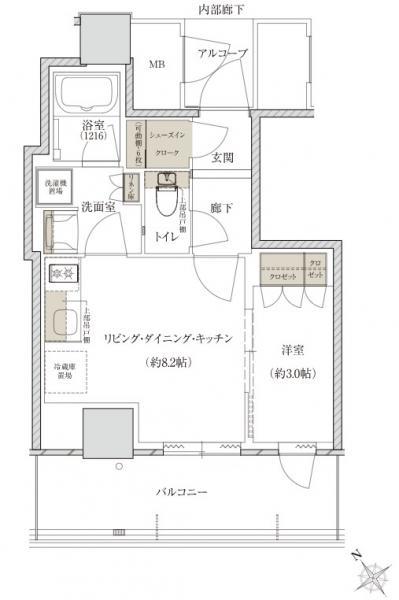 THE TOWER HIRAKATA(1LDK/8階)の間取り写真