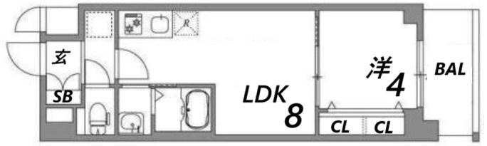 MAXIV CROS 江坂(1LDK/4階)の間取り写真