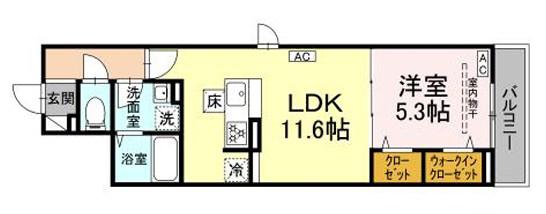 DBLESS大倉山(1LDK/1階)の間取り写真