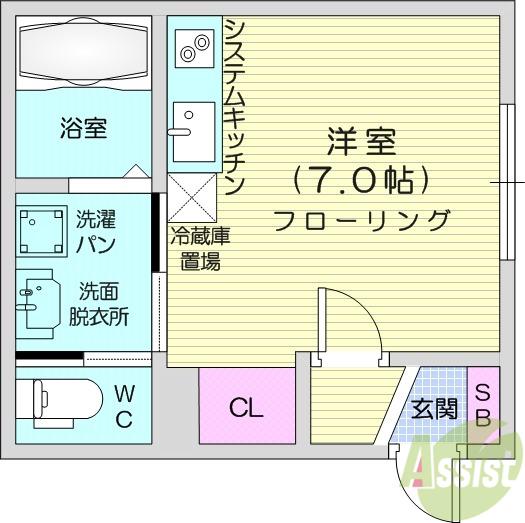 GIGI北四番丁(ワンルーム/1階)の間取り写真