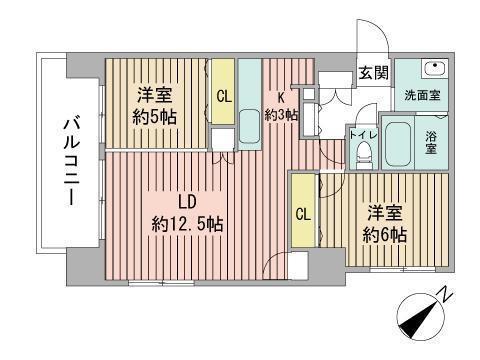 BLANC DE BLANCS(2LDK/2階)の間取り写真