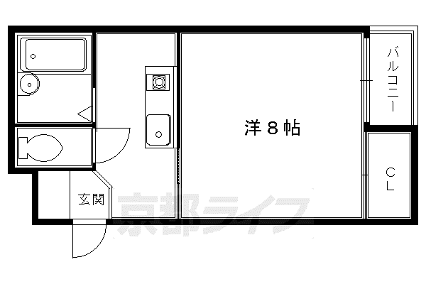 京都アパートメント4(1K/1階)の間取り写真