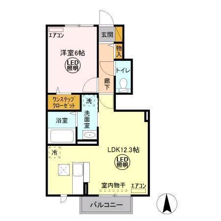 ティアラ A(1LDK/1階)の間取り写真