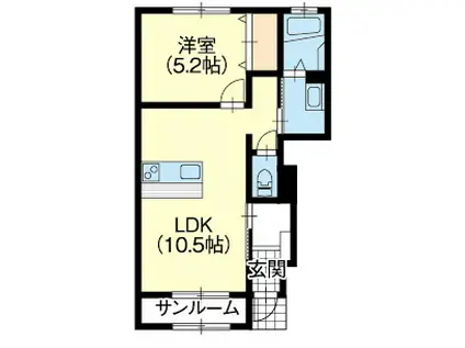 イーストコートC棟(1LDK/1階)の間取り写真