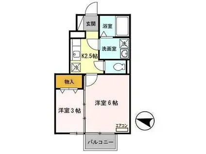 エクセル泉中央(2K/1階)の間取り写真