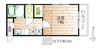 メゾンアンフィニII(1K/2階)の間取り写真