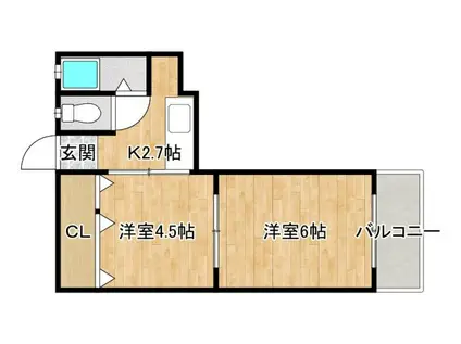 大川マンション(2K/3階)の間取り写真