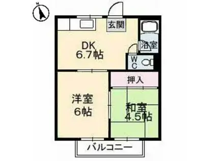 巻幡アパート(2DK/2階)の間取り写真