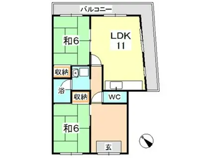 白神アパート(2LDK/2階)の間取り写真