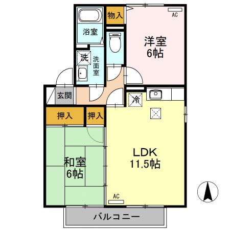 エスポワール大豆(2LDK/1階)の間取り写真