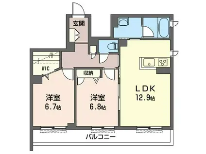 トゥリアノンIII(2LDK/1階)の間取り写真