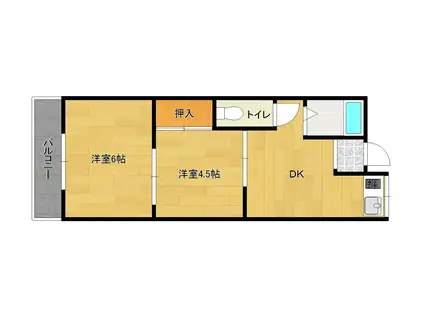 たかせき荘(2DK/2階)の間取り写真