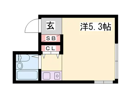エレガンス板宿(ワンルーム/1階)の間取り写真