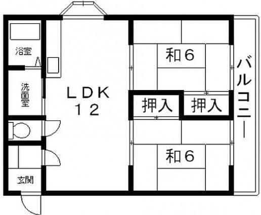 三上マンション(2LDK/2階)の間取り写真