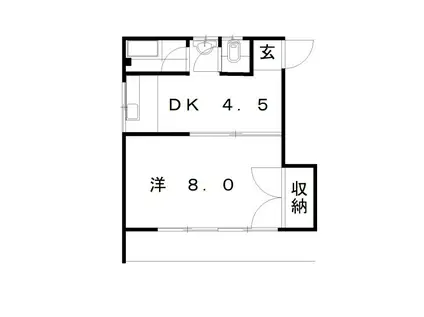 田所マンション(1DK/1階)の間取り写真