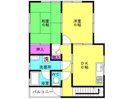 ＪＲ山陽本線 加古川駅 徒歩24分 2階建 築36年(2DK/2階)の間取り写真