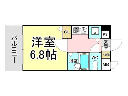 ライオンズマンション小倉駅南第3(1K/10階)の間取り写真