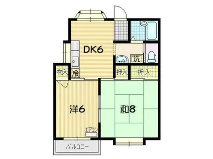 タウンフラット(2DK/2階)の間取り写真