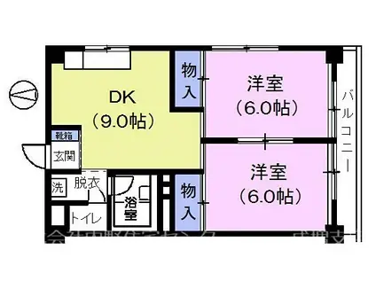 小竹ファミリーマンション(2DK/2階)の間取り写真