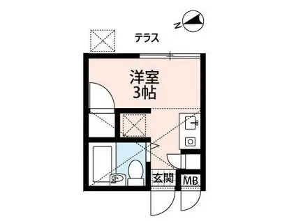 上福岡ハイム(ワンルーム/1階)の間取り写真