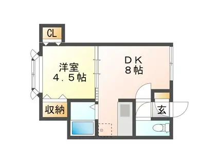 ブランドK2(1DK/1階)の間取り写真