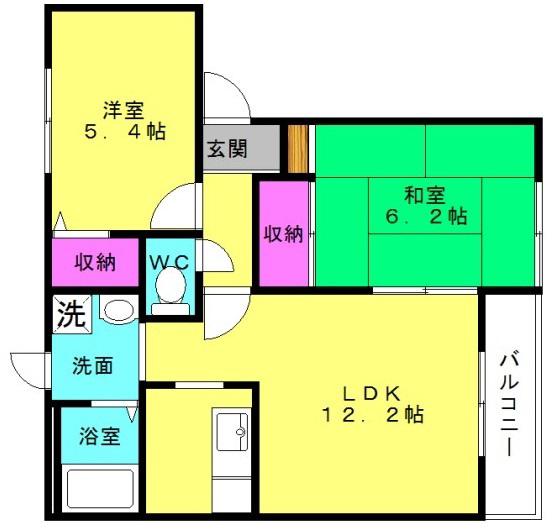 ファジーアドザックスA棟(2LDK/2階)の間取り写真