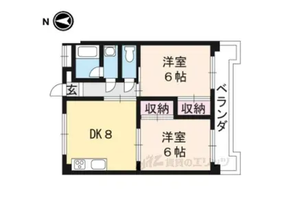 メロディタカノ(2DK/4階)の間取り写真