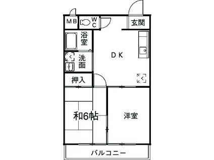 カヨコーポ(2DK/2階)の間取り写真