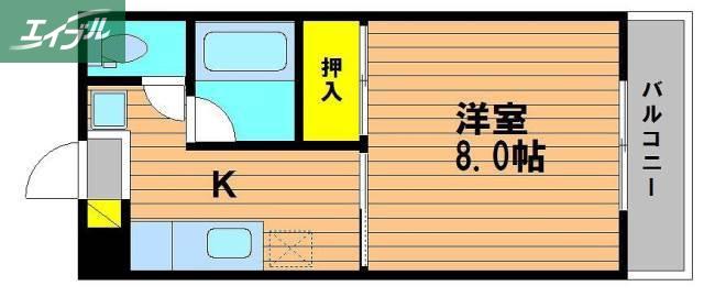 シャトレハイツ今村(1K/3階)の間取り写真