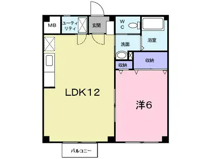 ロマニー土村I(1LDK/2階)の間取り写真